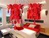 Beautiful Lucky Auspicious Red Double Happiness Chinese Knot Tassel Hanging Lantern Rooftop Wedding Room Decoration QW8456