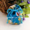 Luxury Floral Silk Satin Drawstring Bags Small Jewellery Bags Gift Pouches Cloth Reusable Craft Bags Sachet