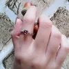 Nya ankomster 925 Sterling Silver Red Rings for Women Girl Jewelry Crystal Stone Open Rings justerbara