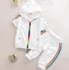 Children Summer Cotton Garment Baby Boys Candy-colored Hoodies Short 2 Pcs/Set Kids Short Sleeve Twinsets Tracksuit