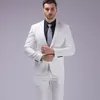 Classy Mens Suit Blanc Revers Cou 3 pièces Slim Smokings De Mariage Pour Mariage De Plage Pas Cher Un Bouton Groomsman Porter Chemise De Haute Qualité 2018