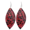 OATHYAN 6 Colors Leaves Leopard Leather Earrings For Women Fashion Water Dangle Earring Layers Statement Jewelry Drop Shipping