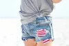 Mode Vierde Juli Babykleding Meisjes Kinderkleding Bril T-shirts Denim Shorts Set 2 Stuks Outfits Peuter Kinderkleding set A6427121