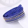 Koreanska Kvinnor Crystal Wrap Wristband MultiLayer Velvet Läder Diamant Armband Bangle Band Manschett för Girl Fashion Smycken Gift