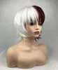 New Arrival Fashion Two Tones White + Burgundy Color Anime Cosplay Peruker