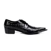 Oxford Erkek için Patent Deri Deri Nefes Alabilir Ayak Toe Yüksek Topuklular Resmi İş Balo Moda Elbise Düğün Damat Ayakkabıları B MAL