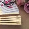 50pcslot Personalized wedding date names Plum flower design Elegant Wedding Silk Hand Fan with Organza Gift bag3664670