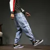 Ropa de mezclilla de moda ropa japonesa de streetwear hip hop jeans pantalones de carga pantalones azules flacos