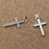 50PCS / 1 LOTS 30X15mm Clear Rhinestone Cross Charm Pendants för smycken som gör armband Halsband