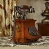 Solid trä skivspelare retro telefon fastlinje europeisk antik telefon amerikansk mode kreativ hem kontor telefon