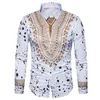 Camisa con estampado 3D para hombre 2017 Dashiki africano tradicional para hombre Camisa de manga larga ajustada para hombre Casual Camisas de vestir para hombre Camisas Masculinas