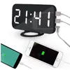 Mrosaa Wireless Electronic LED Digital Alarm Clocks Desktop Decoration Auto-Brightness-Adjust Alarm Snooze Table Clock with USB