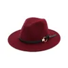 Mulheres Inverno Cinto De Lã Fedora Cap Chapéu de Cowboy De Aba Larga Chapéu Panamá Trilby Cap Fivela de Cinto Banda Chapéus 150 pcs OOA4062