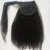 160G African American Off Black Afro Puff 3c 4c Kinky Krullend Wrap Trekkoord Paardenstaarten Menselijk Haarverlenging Krullend Clip Pony Tail Hair Piece