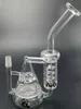 Bongos BIO Tubos de água Reciclador duplo Honeycomey para turbina Prec Glass Hookahs Spiral Ice Catcher Oil Rigs 8" inch Tall Bubbler Beaker Bongs