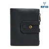 Double zipper bulk wallet anti-RFID steal fashion short casual men's wallet new genuine leather wallet