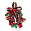 Noel broşlar çan yay düğüm pimleri retro kırmızı yeşil diamonds Noel hediyesi takı kadın kız Kazak takım elbise abiye aksesuarları