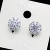 Hotsale OL Women Earrings 18K White Gold Plated Sparky CZ Rotated Earrings for Girls Women Hot Gift With 925 Silver Needles