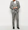 Light Grey 3 Piece Suit Groom Tuxedos Notch Center Lapel Center Vent Oblubienica Kostium Ślubny Mężczyźni Prom Dinner Blazer (Kurtka + Spodnie + Kamizelka + Kamizelka) 437