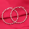 Atacado (515E) titanium aço torção círculo brincos de argola para as mulheres jóias sem pedra preto / ouro / cor branca