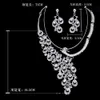 Luxury Silver Color Crystal Bride Wedding Jewelry Set Charm Peacock Design Necklace Earrings Set Women Bridal Party Jewelry D181003688755