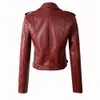 New Fashion Women Autunm Winter Wine Red Leather Bomber Jackets Lady Motorcycle Cool Outer Coat With Belt Hot Sale