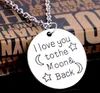 20pcs/lot Fashion Necklace Antique Silver I Love You To The Moon Back Charms Pendants Necklace for Jewelry Making 60cm