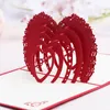 Walentynki Prezent Heart 3D Pop Up Greeting Card Pocztówka Dopasowanie Koperty Laser Cut Handmade Urodziny Post Card ZA5976 \ t