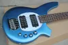 Fabriek groothandel 5 snaren metallic blauwe muziek elektrische bas met actieve circuit, witte slagplaat, palissander fretboard