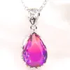 Goutte d'eau de Luckyshine Femmes Mixte Watermelon Tourmaline Gems Argent Pendantn Ncecklace Mode Graceful Beaux Pendanta Bijoux