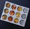 12pcs Gold Silver Nail Art Glitter Foil Chip Flake Tips Polish Gel UV Design Transfer Sticker Decal Manicure Tool Set