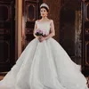 Elegância frisados ​​Princesa Vestidos de casamento 2018 sexy do laço apliques fora do ombro mangas do vestido de casamento lindo tule bola vestido de casamento Dres