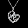 New Exquisite Love Heart Shaped Mom Pendant Necklace Crystal Diamond 925 Silver Rose Gold Clavicle Chain Women Choker Mother Day Gifts