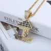 Goud Verzilverd Traphouse Ketting Hanger Mannen Vrouwen Iced Out Out Cubic Zirkoon Ketting Bicolor Sieraden voor Gift, Partij