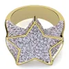 Anelli con diamanti da uomo Gioielli Hip Hop Designer di lusso Iced Out Promessa Anello in oro Micro pavimentato CZ Bling Band Anello da dito punk Matrimonio A325B