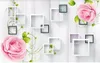 Wholesale-3D写真の壁紙カスタム3D壁の壁画壁紙モダンな美しいフレームのバラの花のつるアートの背景の壁絵画装飾