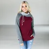 Mulheres Manga Longa Acolchoado Com Capuz Oblíquo Zipper Dupla Com Capuz Camisola com Bolso Com Cordão Camisola Mulheres Casuais Outono Tops