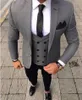 Nieuwste Design Bruidegom Tuxedos One Button Grey Notch Revers Party Parts (jas + Broek + Vest + Tie) J607