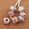 925 Silver Handmade Porcelan Ceramiczny Big Hole Koraliki 60 sztuk / partia Mix 14x9mm Fit Europejskiej Charms Bransoletki Biżuteria DIY