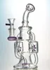 Glasbongs Wasserpfeifen mit Rad Recycler Dab Rig Propeller Perc grün lila Winnowing-Maschine Wasserpfeifen Rauchende Shisha mit 14-mm-Gelenk