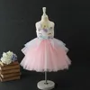2018 Dziewczyny Sukienki Słodkie Dzieci Baby Girls Bez Rękawów Unicorn Haft Party Korowód Sukienka 3D Sundress Wzburzyć Letnie Toddler Dziewczyny Ubrania