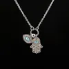 Fatima039s hand and Turkish Evil Eye Newly Creative Fashion Jewelry Chain Blue Eye Alloy Pendants Necklace8857903