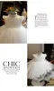 Cute Sequin White Tulle Baby Infant Toddler Baptism Gown Flower Girl Dresses Sleevesless Beaded Lace Tutu Ball Gowns for Wedding Party