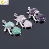 CSJA Kitty Cat Kitten Charms Necklace Pendants for Girl Gift Chakras Natural Gemstone Beads Real Amethyst Rose Quartz Tiger Eye An3299283