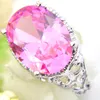 Luckyshine 925 anelli in argento sterling placcato ovale rosa Kunzite donne anelli gioielli da sposa Russia festa americana