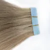ヒトバージンヘアエクステンションPUテープレミーフルヘッドバラakeカラー16/22皮膚よくVriginヘア50g 20個の髪の拡張