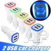 5V 2.1A Dual USB Ports LED Light Car Charger Adapter Universal Charging Adapter för iPhone Samsung S10 S11 Note10 Mobiltelefon