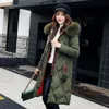 Lld2 2017 Donne di Inverno Cappotto Con Cappuccio Collo di Pelliccia Addensare Caldo Giacche Lunghe Cappotto da Donna Ragazze Lungo Sottile Grande Giacca di Pelliccia Giù Parka