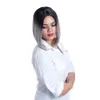 Perruques synthétiques courtes Style Bob ombré 10 pouces pour femmes noires, cheveux de Cosplay lisses avec raie centrale gris rouge rose 95750951555288