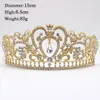 Gold Crystal Tiara Crown For Wedding Hair Accessories Princess Queen Wedding Crown Rhinestones Bridal Hair Jewelry215Y